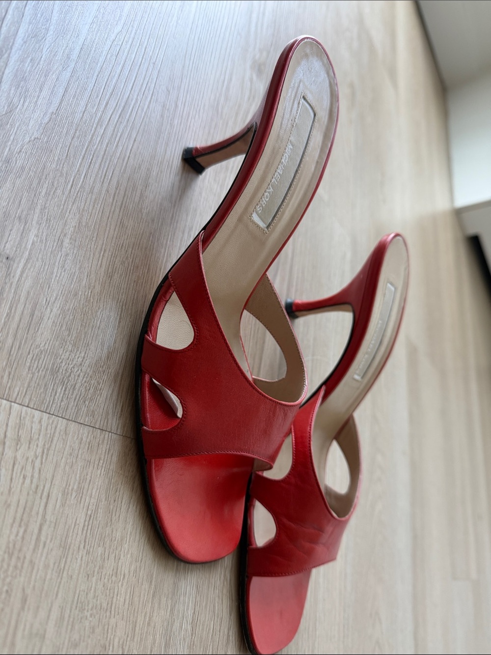 100% genuine leather kitten heel mules